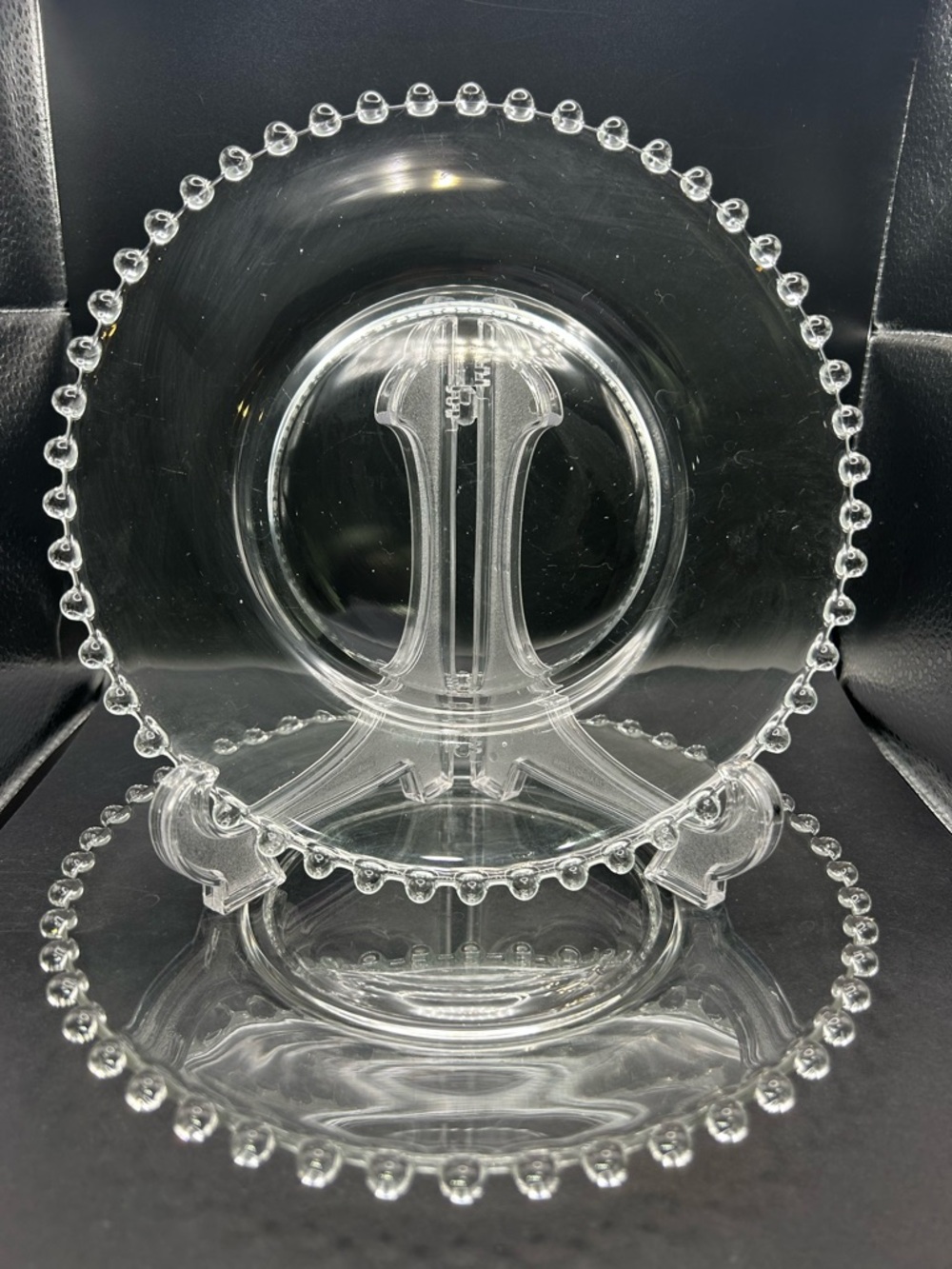 Vintage IMPERIAL CANDLEWICK Set Of 2 Clear Glass Beaded Edge 8" Salad Plates